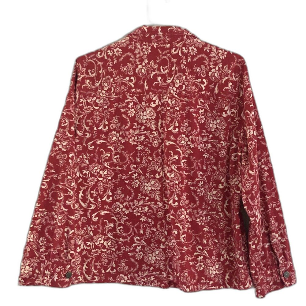 Serengeti Western Trucker Shacket Womens Sz L Red Bandana Floral Light Cotton - Picture 6 of 13